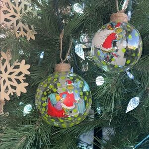 Handmade Grinch Ornament Set w/Burlap Accents!
